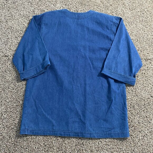 GEPETTO Denim Button Up Shirt Tunic Top VTG Embellished Western Cowgirl Rodeo M - Picture 2 of 7